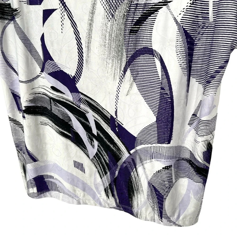 Chicos Easywear Sz 1 MEDIUM 8/10 Purple Stretchy Blouse Shirt Top Mature Comfy - Picture 4 of 7